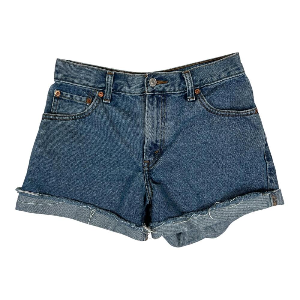 VTG Levi's 550 Denim Shorts Women's 6 Blue Relaxed Cutoff Cuffed Y2K